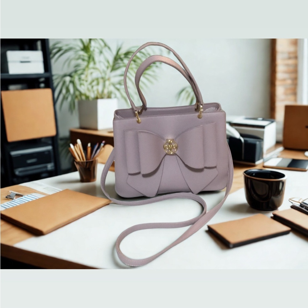 Purple Shoulder Bag with Gold Clasp and Adjustable Strap